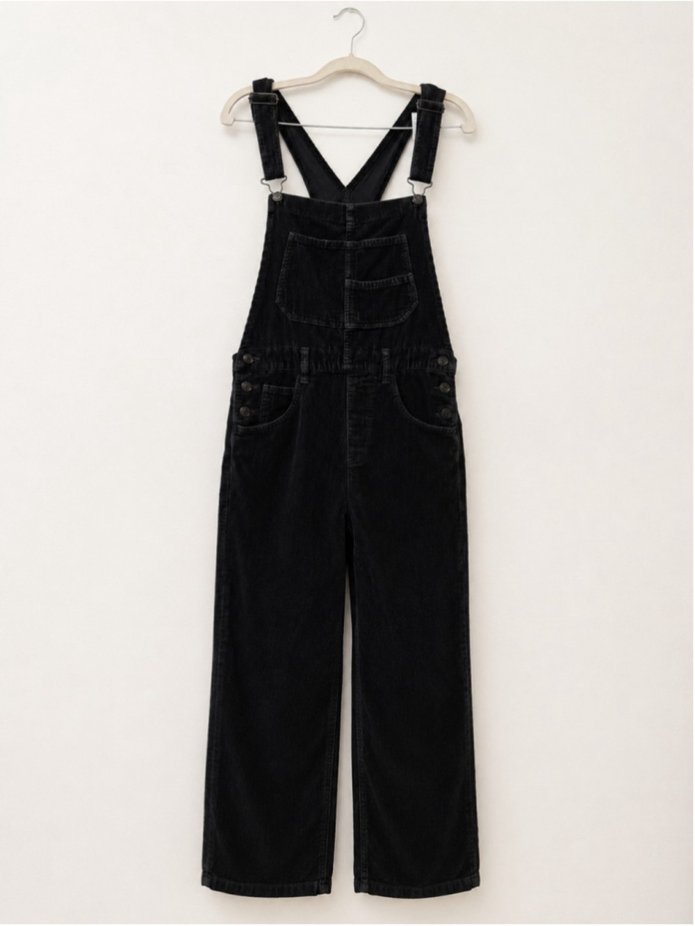 We the free Black Corduroy Overalls Women’s Strap Wide Leg Casual Dungarees X - Picture 3 of 6